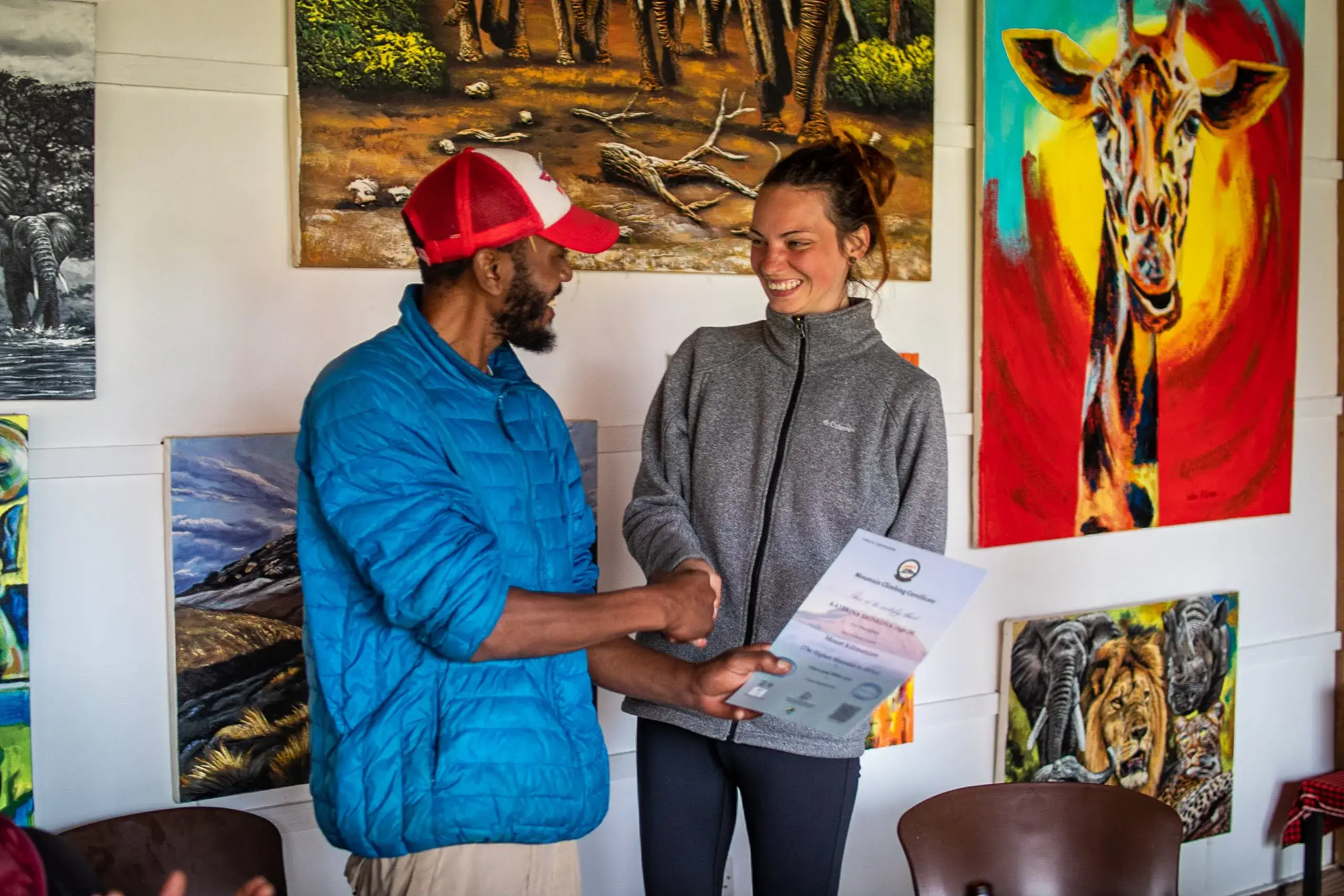 Our travelers, who are a group of friends taking certificates of trekking Kilimanjaro
