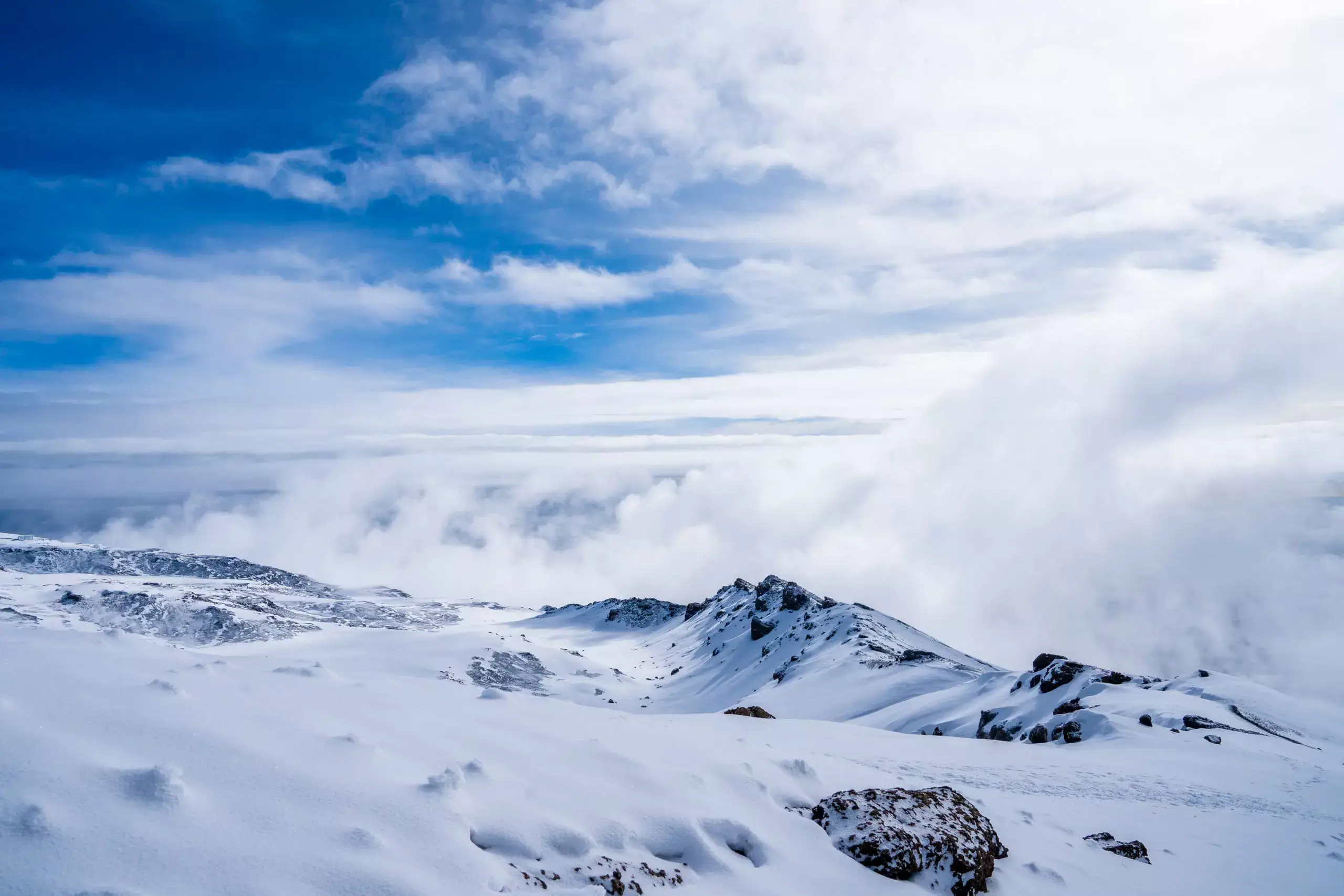 Amazing View of Kilimanjaro mountain filled with snow