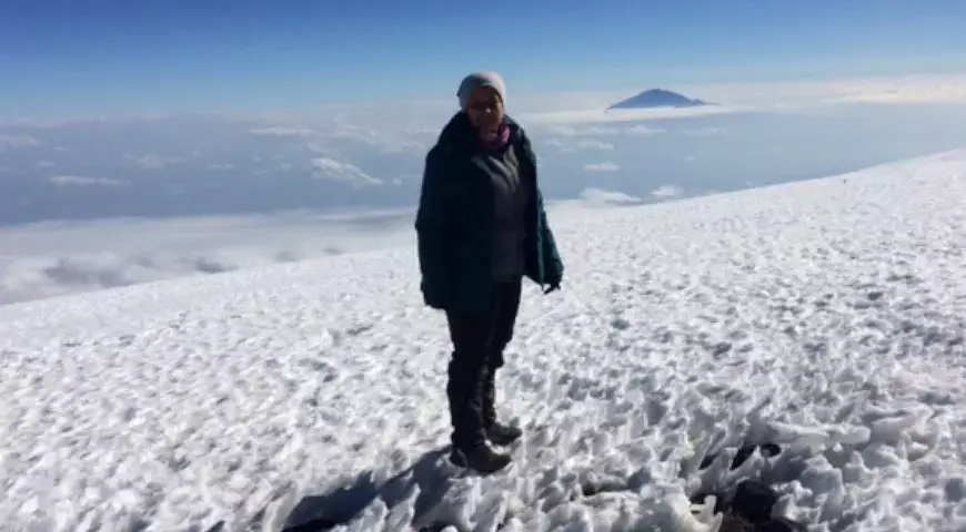 Picture of Dr. Anindita Bhateja from highest peak of Kilimanjaro