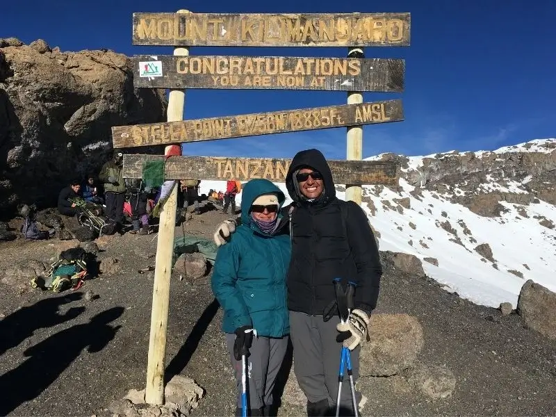 Image of our happy travellers near stella point at Mount Kilimanjaro summit