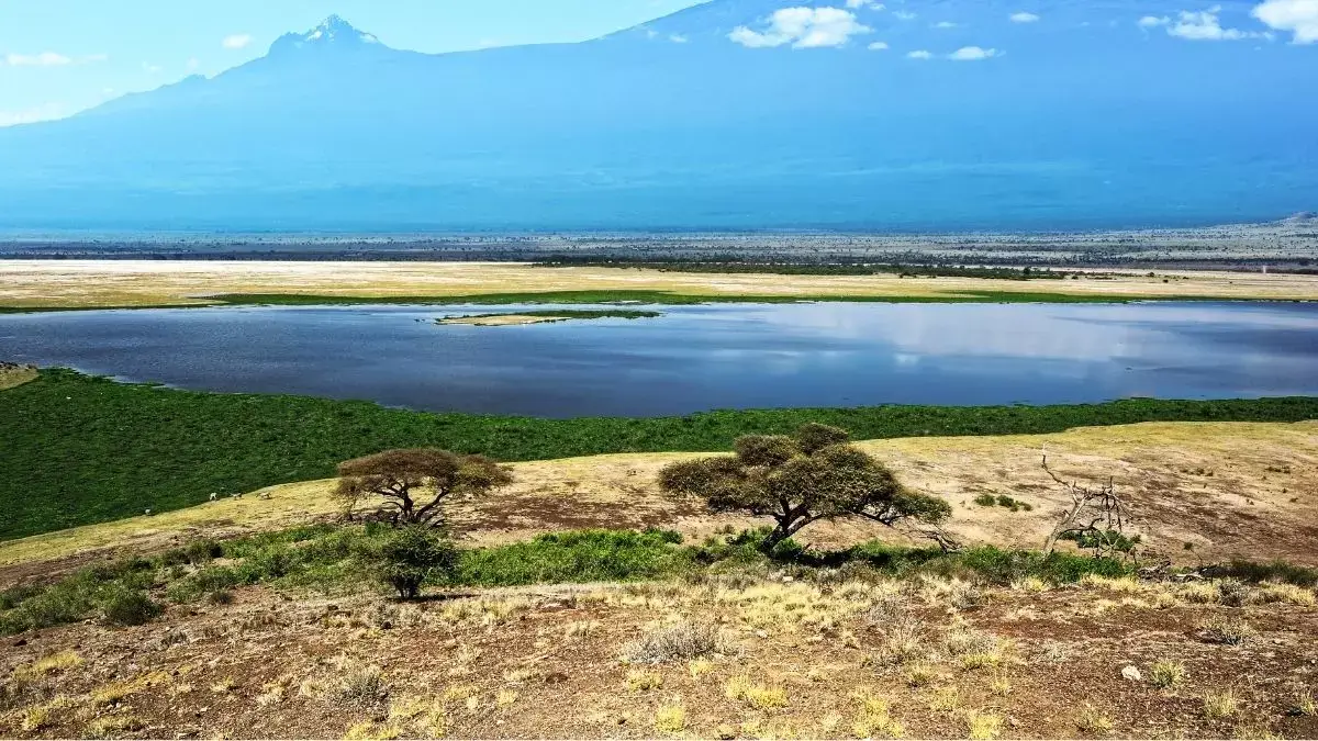 A Beautiful View of Mountains and lake near Kilimanjaro